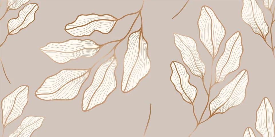 Seamless loopable pattern with hand drawn leaves and branches. Illustrazione stock
