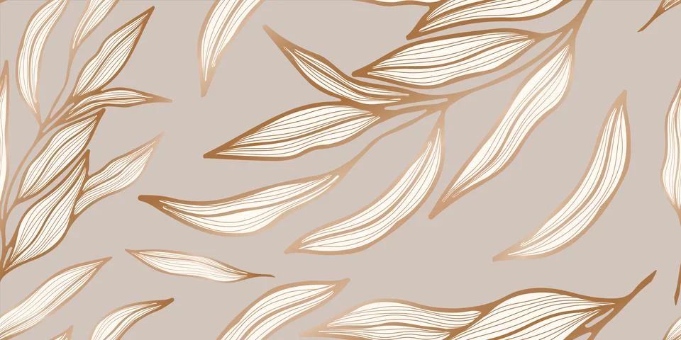 Seamless loopable pattern with hand drawn leaves and branches. Stock Illustration