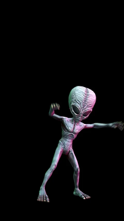 Seamless loopable vertical video  animation of a terror alien swing dancing Stock Footage 304628232