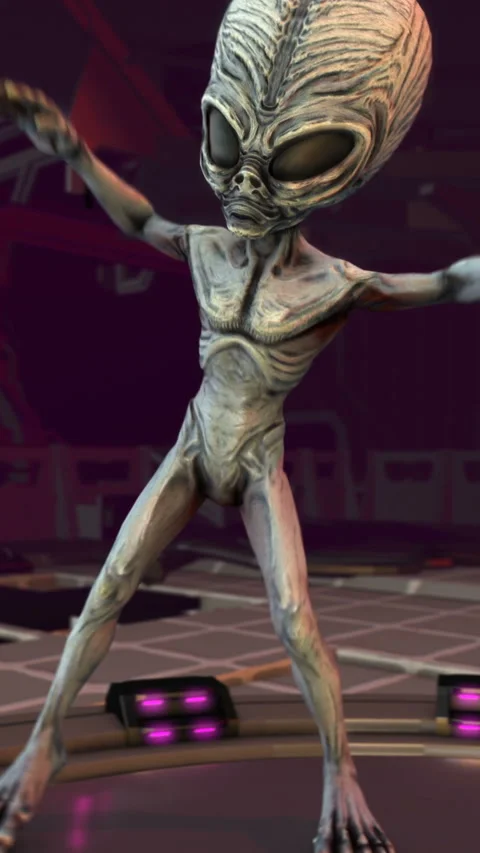 Seamless loopable vertical video  animation of a terror alien swing dancing in a Vidéo 304628609