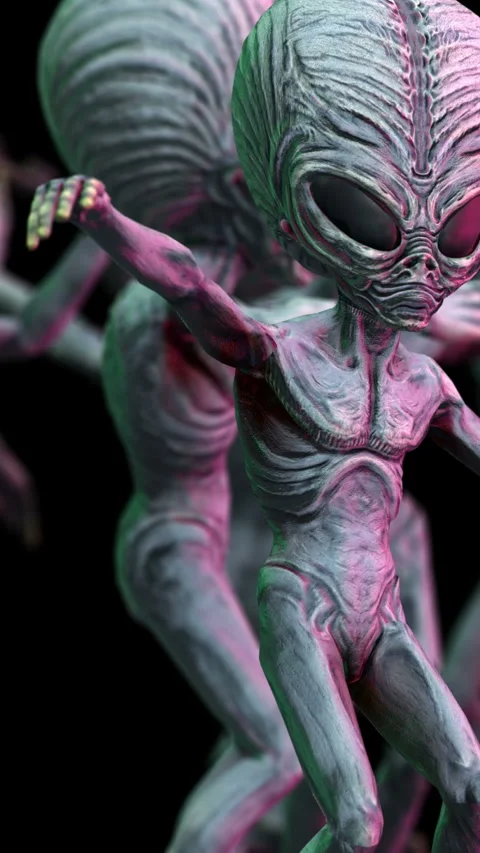 Seamless loopable vertical video  animation of a group of terror aliens sexy Video stock 304629645