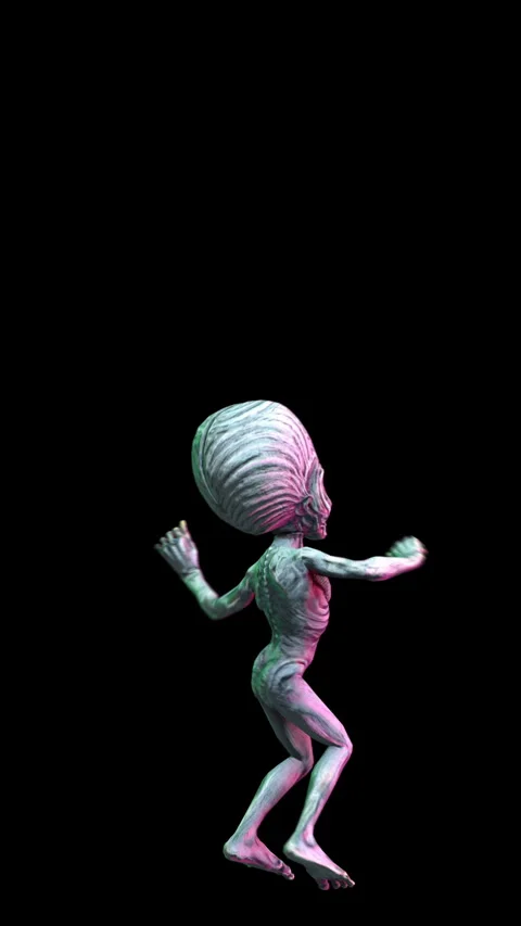 Seamless loopable vertical video  animation of a terror alien crazy dancing Stock Footage 304759628