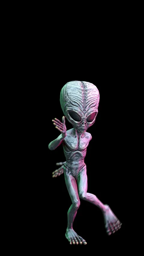Seamless loopable vertical video  animation of a terror alien dancing isolated Video stock 304816491