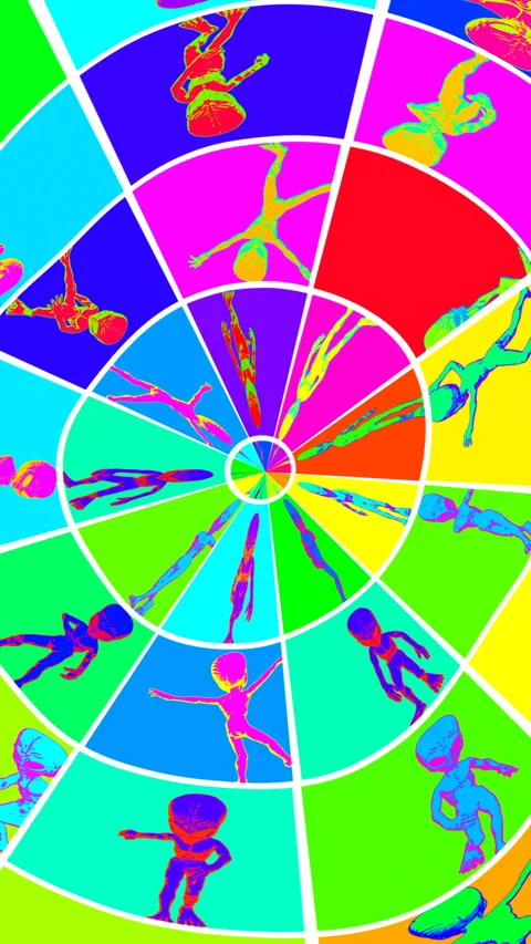 Seamless loopable vertical video  animation of a rainbow grid of scenes of Video stock 304819332