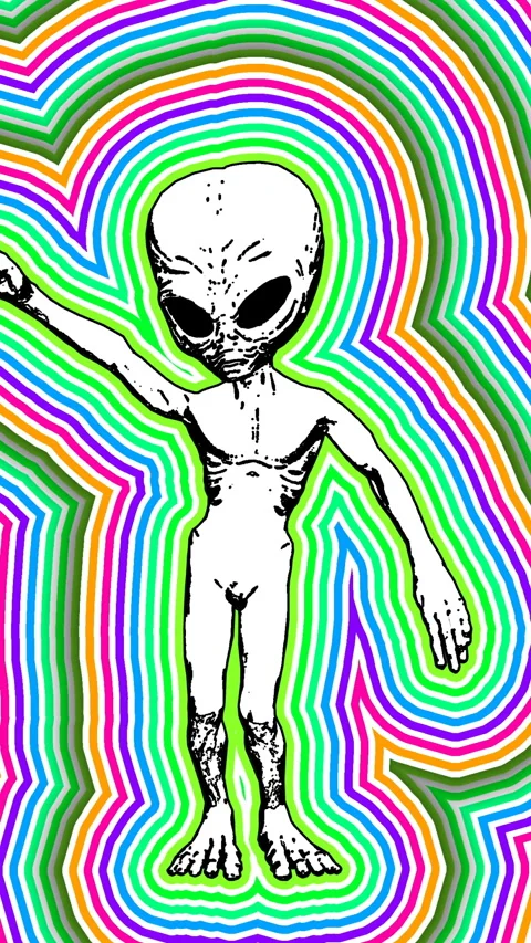 Seamless loopable vertical video  animation of rainbow alien sexy dancing in Video stock 304829238