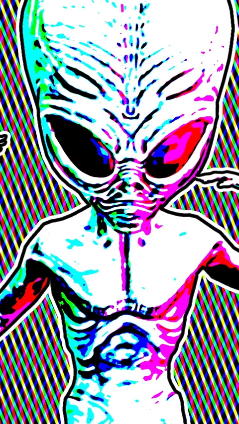 Seamless loopable vertical video  animation of rainbow flying aliens in cartoon Video stock 304830885