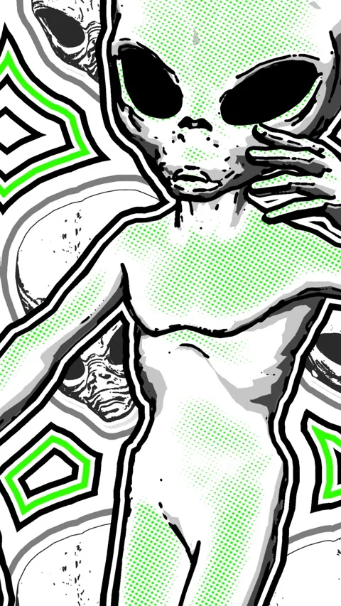 Seamless loopable vertical video  animation of alien sexy dancing in cartoon Video stock 305634349