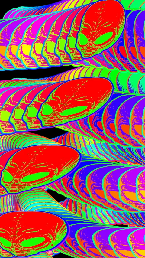 Seamless loopable vertical video  animation of alien heads cartoon style with Video stock 306302321