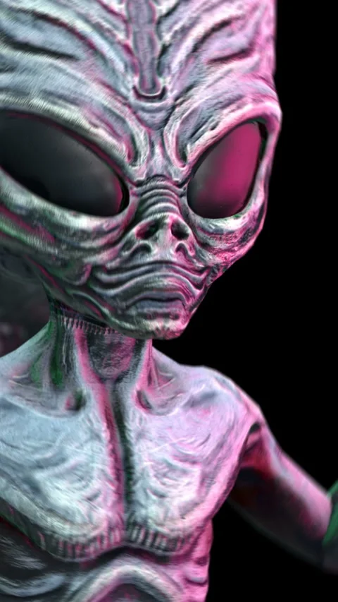 Seamless loopable vertical video  closeup animation of a terror aliens silly Video stock 304815894