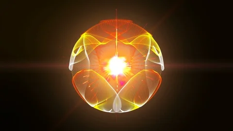 Seamless loop,Abstract particles form lines, surface and grid. red orange Stock Footage 98120242