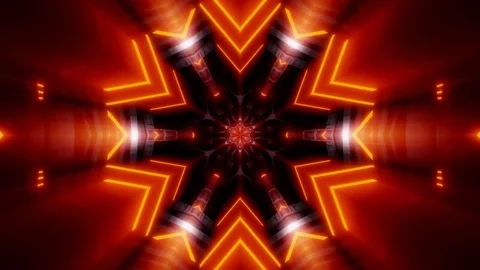 Seamless looped 3D rendering animation of an abstract orange glow kaleidoscope Stock Footage 123719777