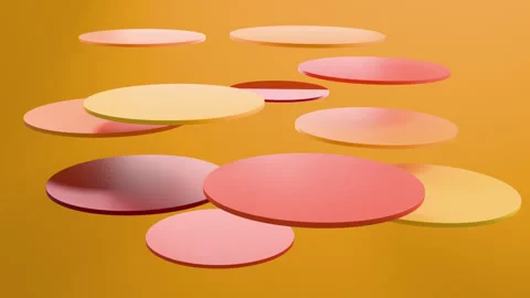 Seamless looped animation of abstract discs slowly moving in a futuristic fluid Stock Footage 335094836