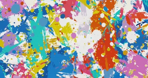 Seamless looped background with multicolored strokes and drops of paint Stock Footage 171714425