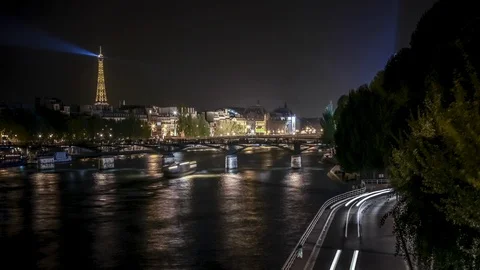 Seamless Looped Time Lapse of Paris by night Stock Footage 111761823