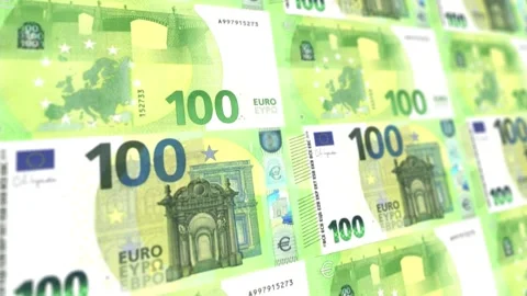 Seamless Looping 100 Euro Banknotes Background - Hundred EUR Money Animation Stock Footage 337700837