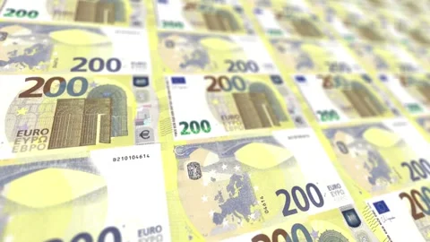 Seamless Looping 200 Euro Banknotes Background - Two Hundred EUR Money Animation Stock Footage 337700861