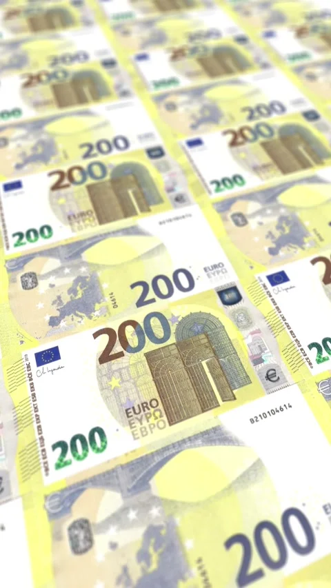 Seamless Looping 200 Euro Banknotes - Two Hundred EUR Money Background 스톡 동영상 337700862
