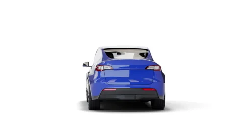 Seamless looping 3d animation of an Electric Car turns in studio setup Stock Footage 251797407