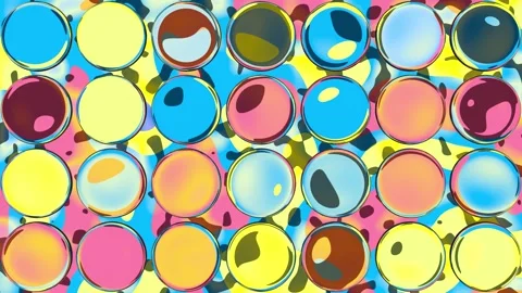 Seamless Looping 3D Animation of Glass Circles Over Fluid Psychedelic Background 库存影片 344289661