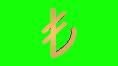 Seamless Looping of 3D Gold Turkish Lira Rotating on Green Screen background. Stock Footage 133798717