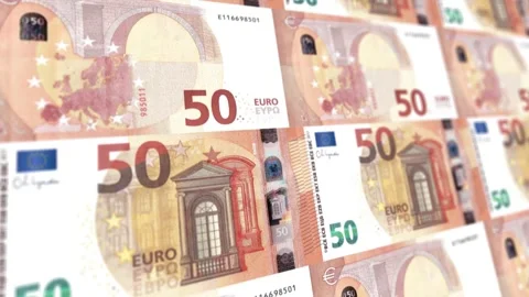 Seamless Looping 50 Euro Banknotes Background - Fifty EUR Money Animation Stock Footage 337700819