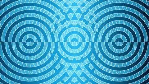 Seamless looping abstract background animation of overlapping blue concentric Stock Footage 345550767