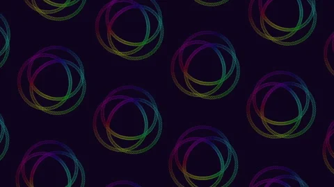 Seamless looping abstract circles background with colorful neon gradient rings Stock-Footage 334139516