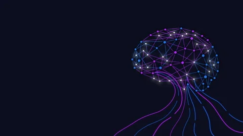 Seamless Looping AI Brain Network With Glowing Data Flow Vídeo Stock 334051563