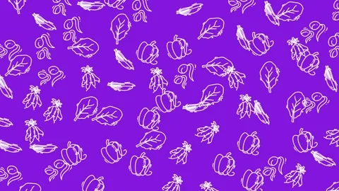 Seamless Looping Animated Vegetable Outlines Pattern Moving on Vibrant Purp.. Stock Footage 320061088