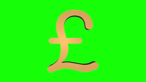 Seamless Looping Animation of 3D Gold Pound Sterling Symbol Currency Rotating Stock Footage 133798591