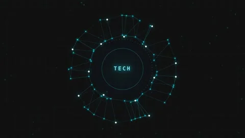 Seamless looping animation of abstract tech background with tech written on i Stock Footage 340905426