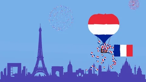 Seamless looping animation for Bastille day Stock Footage 107538467