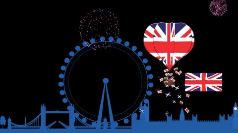 Seamless looping animation for a British Celebration Stock Footage 107535152