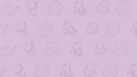 Seamless looping animation of cartoon animals and balloons on pink background 스톡 동영상 328568326