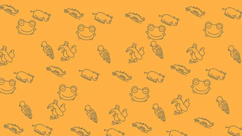 Seamless looping animation of cartoon animals on orange background Stock Footage 328570360