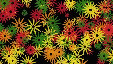 Seamless looping animation of colorful abstract star flowers Video stock 345012309