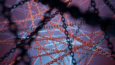 Seamless looping animation of copper chains stretched across the screen. 4K HD Stock Footage 201226143