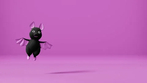 Seamless looping animation of cute Halloween bat flying Video stock 280990053
