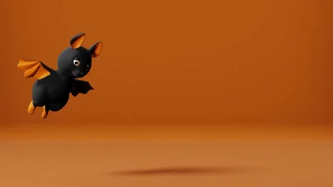Seamless looping animation of cute Halloween bat flying Video stock 280990056