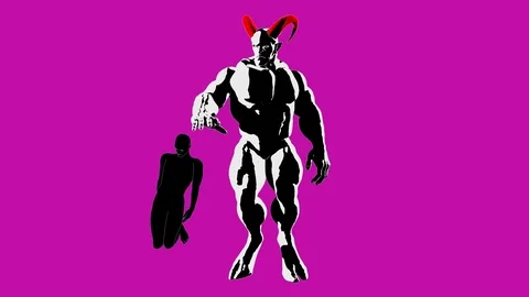 Seamless looping animation  Demon at work, checking souls Stock Footage 126344358