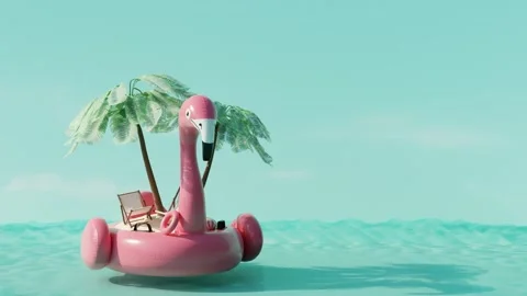 Seamless looping animation of empty summer tropical beach on flamingo island Video stock 277112603