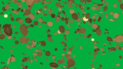 Seamless looping animation of falling euro coins Stock Footage 107724989