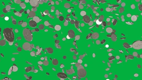 Seamless looping animation of falling pound coins Stock Footage 107724435