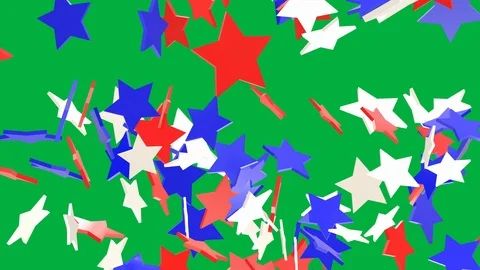 Seamless looping animation of falling red white and blue stars Stock Footage 106466975