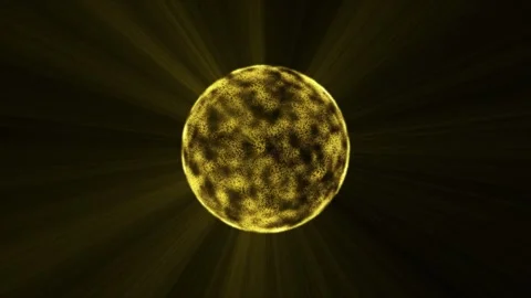 Seamless looping animation of a golden glowing particle sphere Stock Footage 345625359