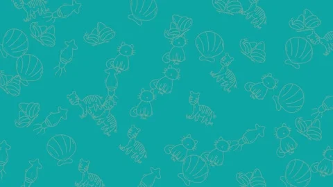 Seamless Looping Animation of Hand Drawn Floral Doodles on a Teal Background. Stock Footage 319219372