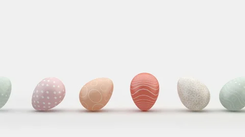 Seamless looping animation of multicolour Easte. Happy Easter. A row of eggs Stock Footage 220706877