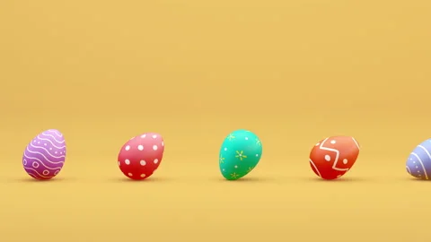 Seamless looping animation of multicolour Easte. Happy Easter. A row of eggs Stock Footage 220707447