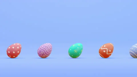 Seamless looping animation of multicolour Easte. Happy Easter. A row of eggs Stock Footage 220708056