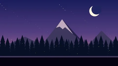 Seamless looping animation of night forest and mountains Stock Footage 346926471